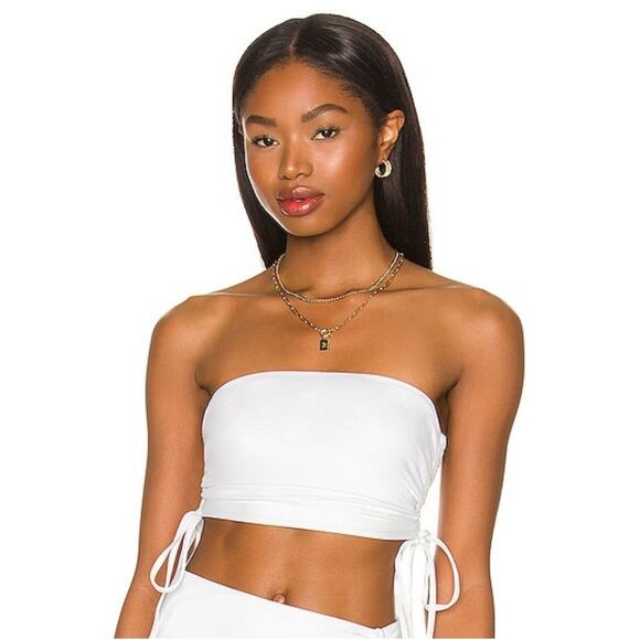 L*Space Kim Tube Top in White Size Medium NWT Strapless Ruched Sides - Picture 1 of 8